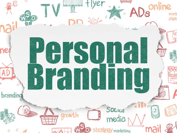 Reclame concept: Personal Branding op gescheurd papier achtergrond — Stockfoto