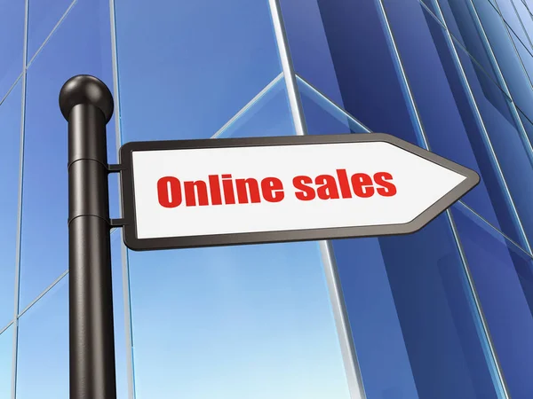 Marketing concept: sign Online Sales on Building background — Stock Photo, Image