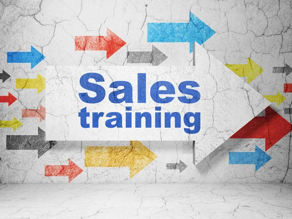 Marketing concept: arrow with Sales Training on grunge wall background — Stock Photo, Image