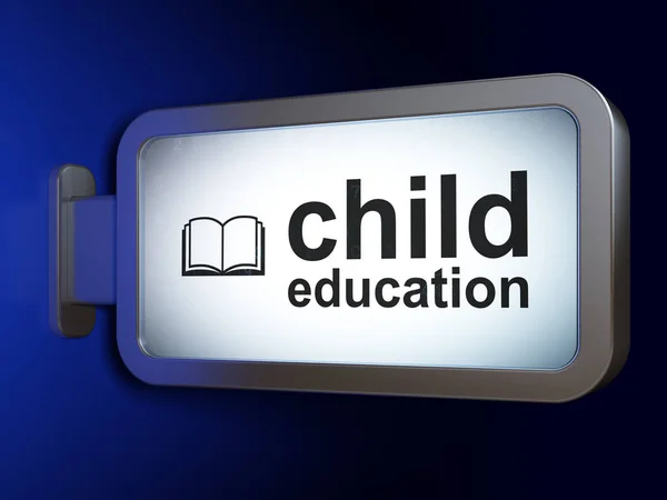 Studera begrepp: barn utbildning och bok på billboard bakgrund — Stockfoto