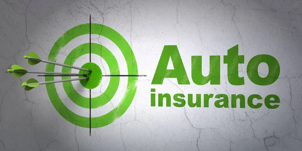 Insurance concept: target and Auto Insurance on wall background — Stock Photo, Image