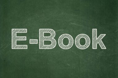 Kavram öğrenme: E-kitap kara tahta arka plan üzerinde