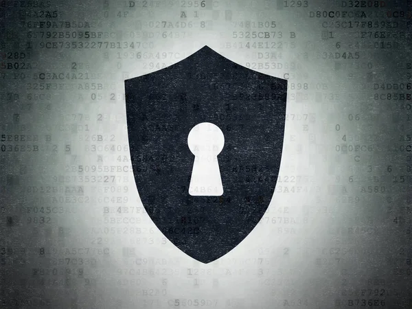Privacy concept: Shield With Keyhole on Digital Data Paper background — Stock Photo, Image