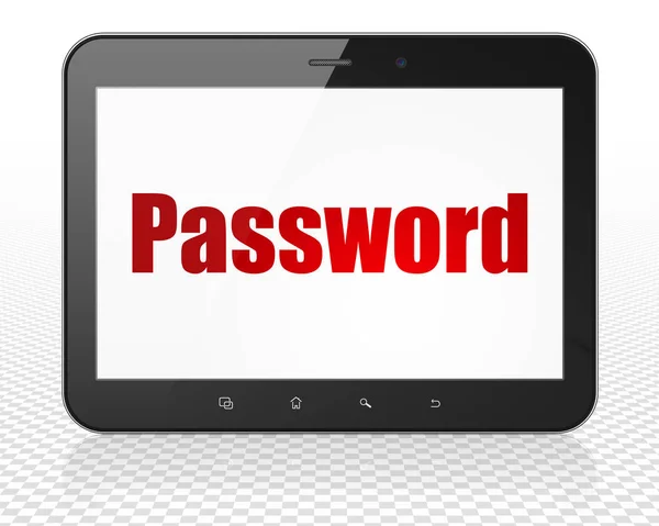 Concetto di sicurezza: Tablet PC Computer con password visualizzata — Foto Stock