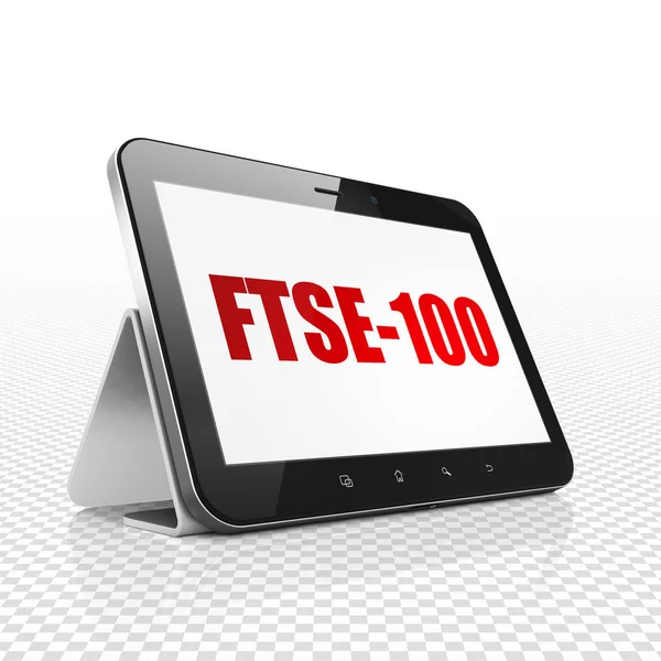 Concept des indices boursiers : Tablet Computer avec FTSE-100 à l'écran — Photo