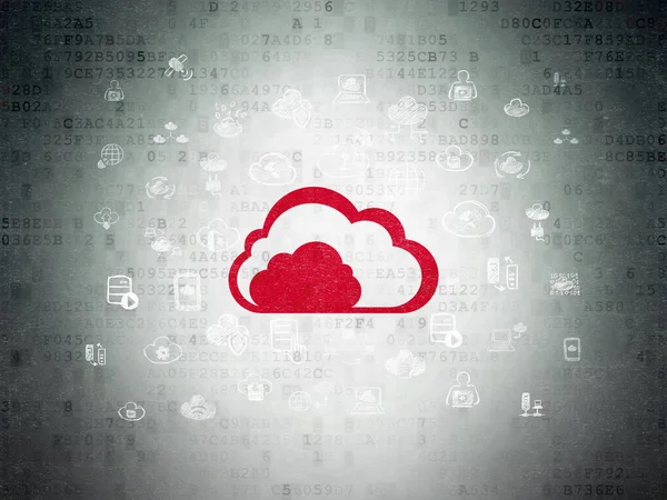 Concetto di cloud computing: sfondo Cloud on Digital Data Paper — Foto Stock