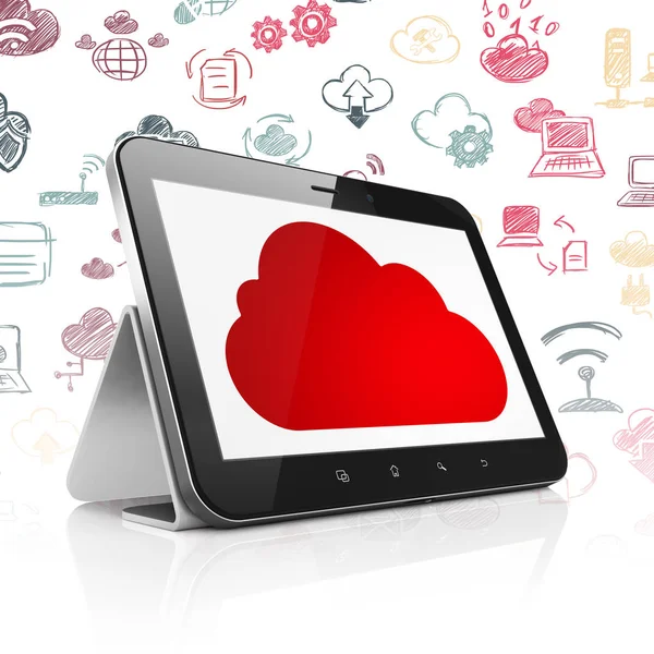 Cloud technology concept: Tablet Computer with Cloud on display — Stock Photo, Image