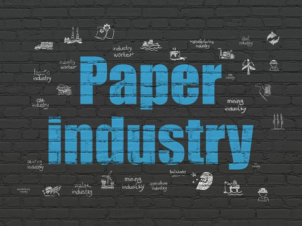 Herstellungskonzept: Papierindustrie auf Wandhintergrund — Stockfoto