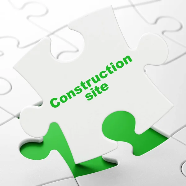 Constructing concept: Construction Site on puzzle background — Stock Photo, Image