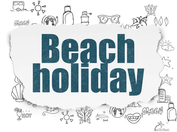 Concepto de turismo: Vacaciones en la playa sobre fondo de papel roto — Foto de Stock