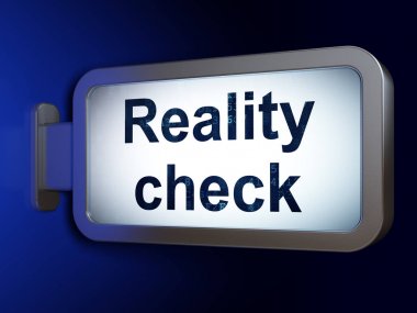 Ekonomi kavramı: Reality Check billboard arka plan üzerinde