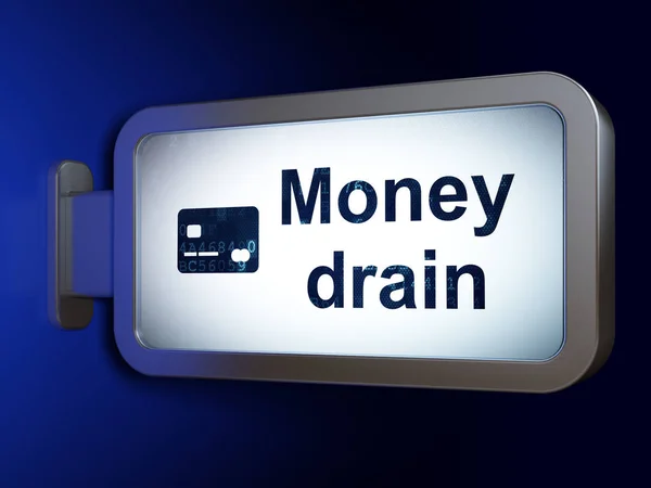 Money concept: Money Drain and Credit Card on billboard background