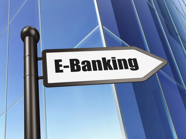 Concepto de moneda: signo E-Banking on Building background —  Fotos de Stock