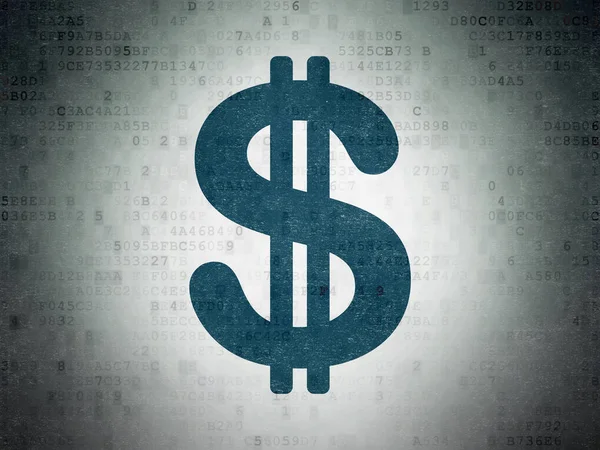 Concepto bancario: dólar en el fondo del documento de datos digitales — Foto de Stock