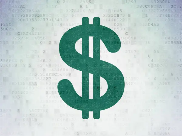 Koncepcji bankowości: Dolar na tle cyfrowych danych papierze — Zdjęcie stockowe
