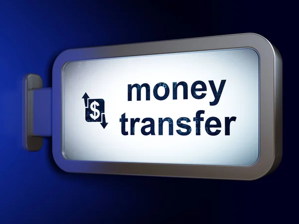 Concept d'entreprise : Transfert d'argent et finances sur fond de panneau d'affichage — Photo