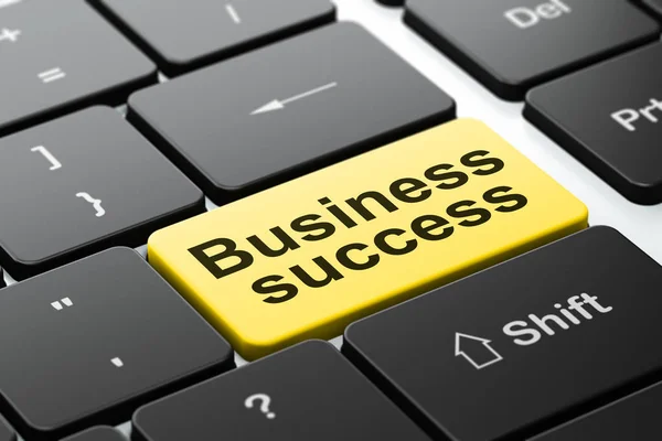 Obchodní koncept: Obchodní úspěch na pozadí klávesnice počítače — Stock fotografie