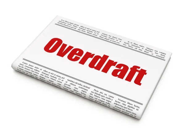 Концепция бизнеса: газетный заголовок Overdraft — стоковое фото