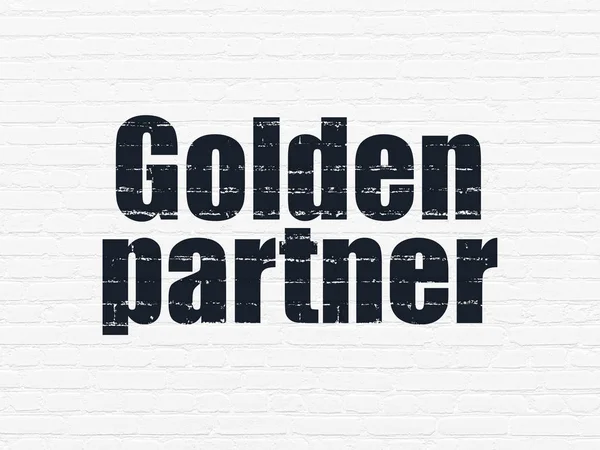 Concepto financiero: Golden Partner en el fondo de la pared —  Fotos de Stock
