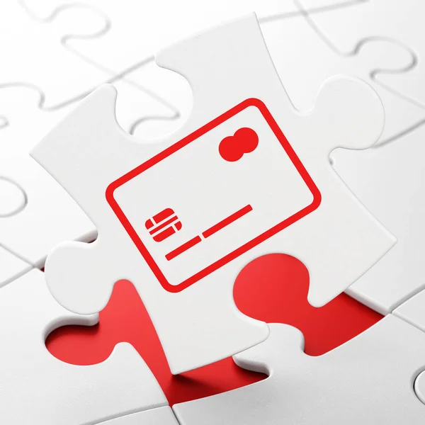 Financiën concept: creditcard op puzzel achtergrond — Stockfoto