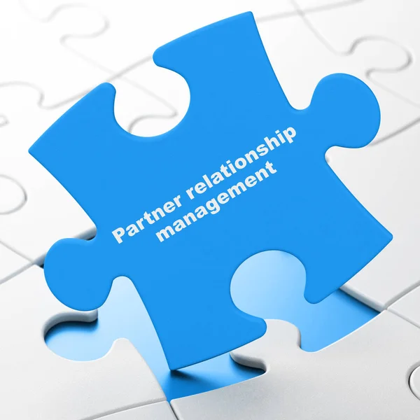 Koncepcja biznesowa: Partner Relationship Management na tle puzzle — Zdjęcie stockowe