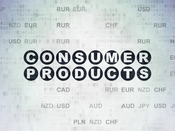 Επιχειρηματική ιδέα: καταναλωτικά προϊόντα σε ψηφιακά δεδομένα χαρτί φόντο — Φωτογραφία Αρχείου