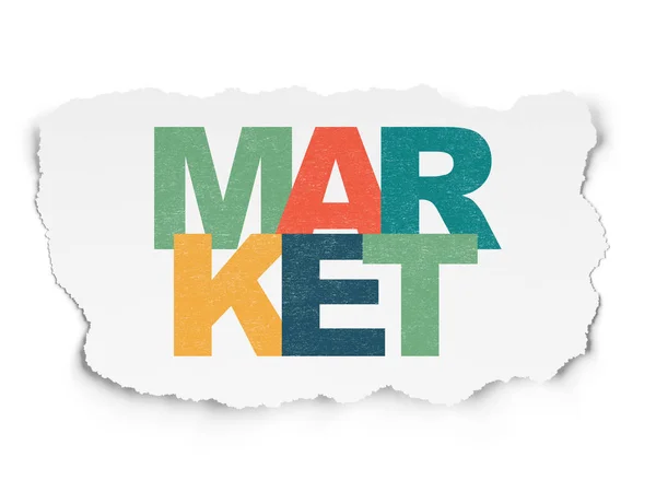 Marknadsföring koncept: marknaden på sönderrivet papper bakgrund — Stockfoto