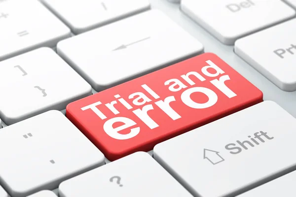 Conceito de ciência: Trial And Error no fundo do teclado do computador — Fotografia de Stock