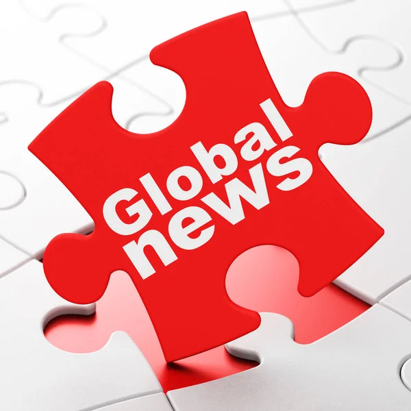 News concept: Global News on puzzle background — Stock Photo, Image