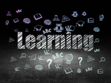 Eğitim kavramı: grunge karanlık odada öğrenme