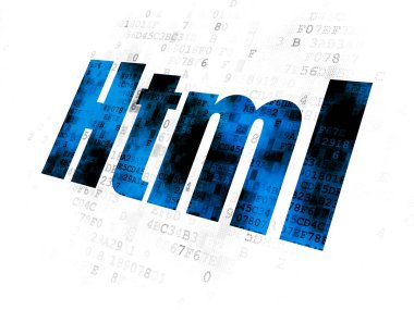 Veritabanı kavramı: Html dijital arka plan üzerinde