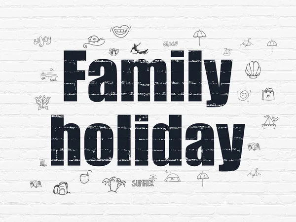 Pojęcie turystyki: Family Holiday na tle ściany — Zdjęcie stockowe