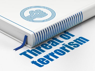 Siyasi kavram: isyan, tehdit terörizm beyaz arka plan üzerinde rezervasyon yaptırın