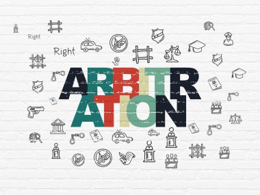 Hukuk kavramı: tahkim duvar arka plan üzerinde