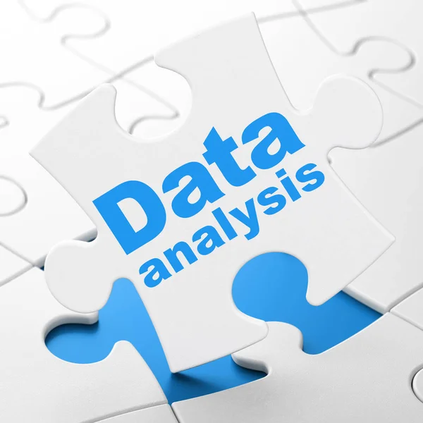 Concepto de datos: Análisis de datos en el fondo del rompecabezas — Foto de Stock