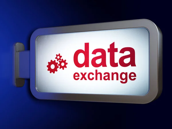 Information koncept: Data Exchange och Gears på billboard bakgrund — Stockfoto