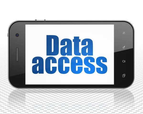 Έννοιας πληροφοριών: Smartphone με πρόσβαση σε δεδομένα στην οθόνη — Φωτογραφία Αρχείου