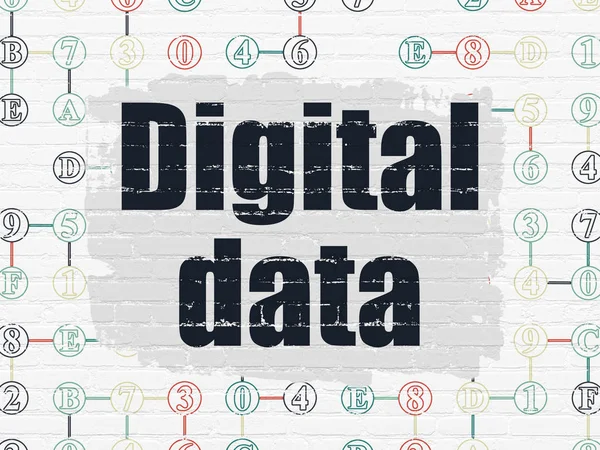 Concepto de datos: Datos digitales sobre fondo de pared — Foto de Stock