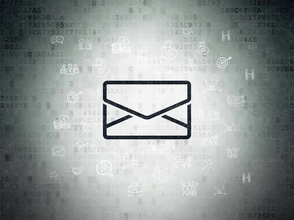 Koncepcja biznesowa: E-mail na tle cyfrowych danych papierze — Zdjęcie stockowe