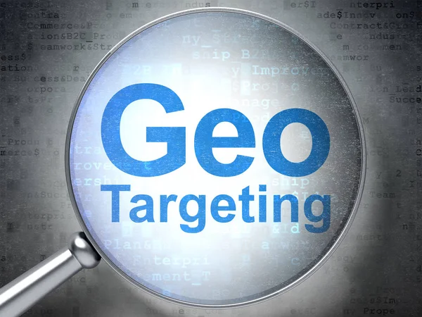 Concepto financiero: Geo Targeting con vidrio óptico —  Fotos de Stock