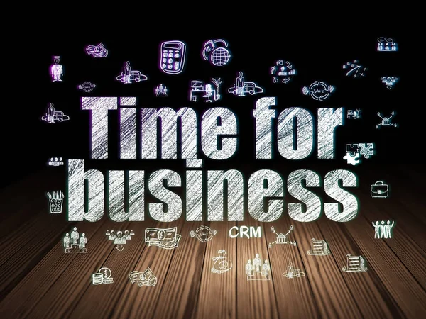 Концепция бизнеса: Время для бизнеса в гранж темной комнате — стоковое фото