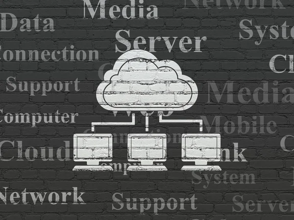 Concept de Cloud Computing : Cloud Network sur fond mural — Photo