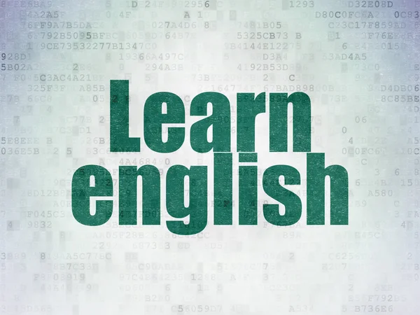 Eğitim kavramı: dijital veri kağıt arka plan üzerinde İngilizce öğrenin — Stok fotoğraf