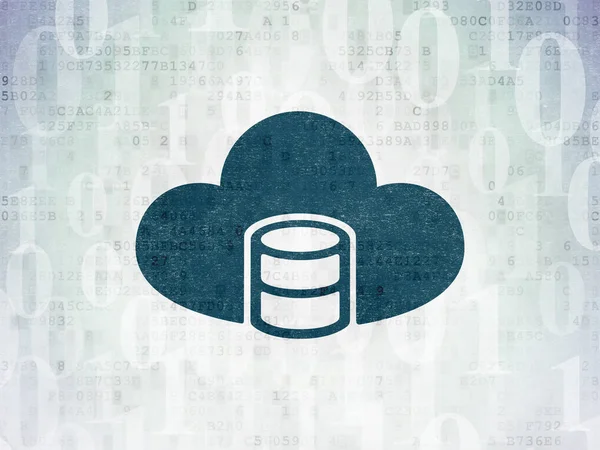 Concepto de programación: Base de datos con la nube en el fondo del documento de datos digital — Foto de Stock