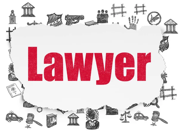 Pojęcie prawa: prawnik na tle rozdarty papier — Zdjęcie stockowe