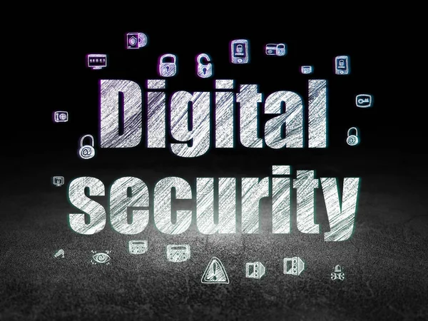 Concepto de privacidad: Seguridad digital en sala oscura grunge —  Fotos de Stock