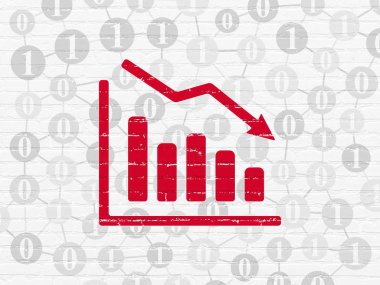 İş kavramı: düşüş grafik duvar arka plan üzerinde