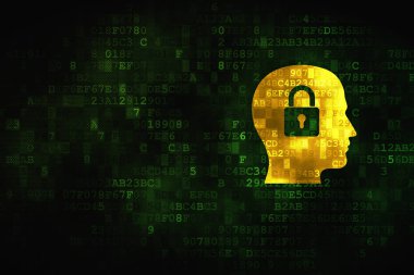 iş kavramı: dijital arka plan asma kilit ile baş