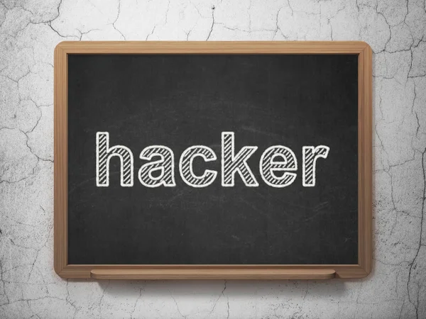 Conceito de segurança: Hacker em fundo quadro-negro — Fotografia de Stock