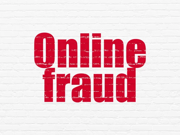 Conceito de proteção: Fraude online no fundo da parede — Fotografia de Stock